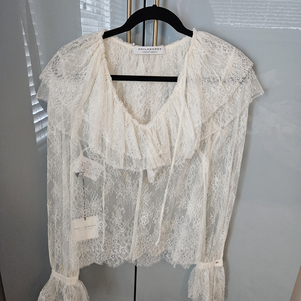 Philosophy Women's Cream Lace Top